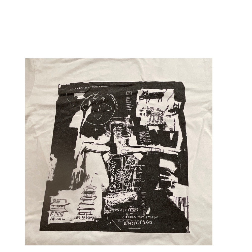 Uniqlo UT Jean-Michel Basquiat Graphic T-Shirt Mens S‎ White Excellent Art Tee
